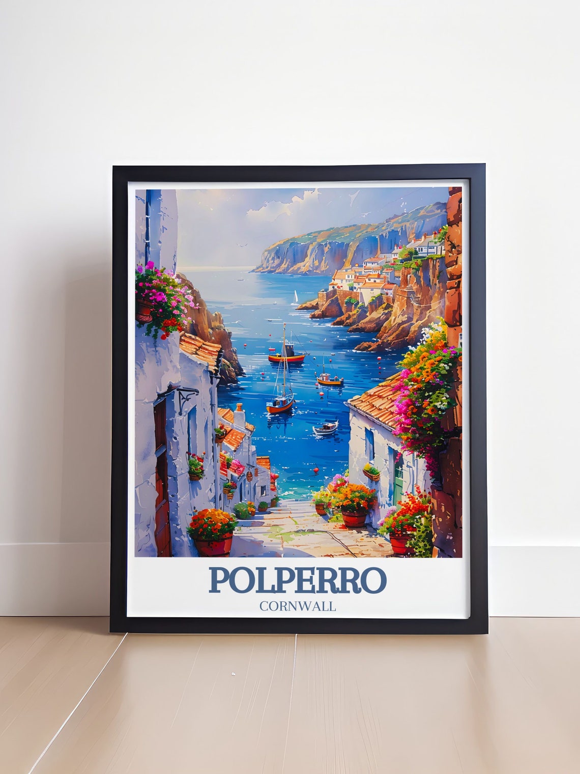 Polperro Cornwall Flower Lined Lane Leading to the Harbour Poster - Image 4