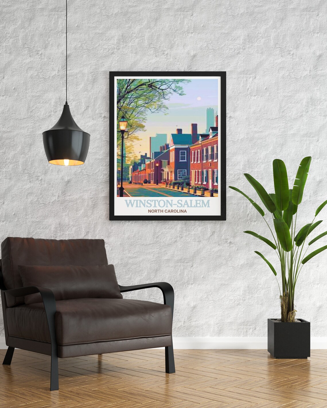Winston Salem North Carolina Historic Brick Street Travel Poster - Image 2