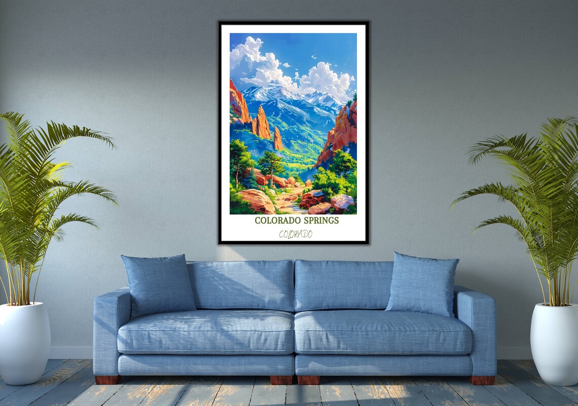 Garden Of The Gods Red Rocks Before Colorado Springs Mountains Poster - Image 3