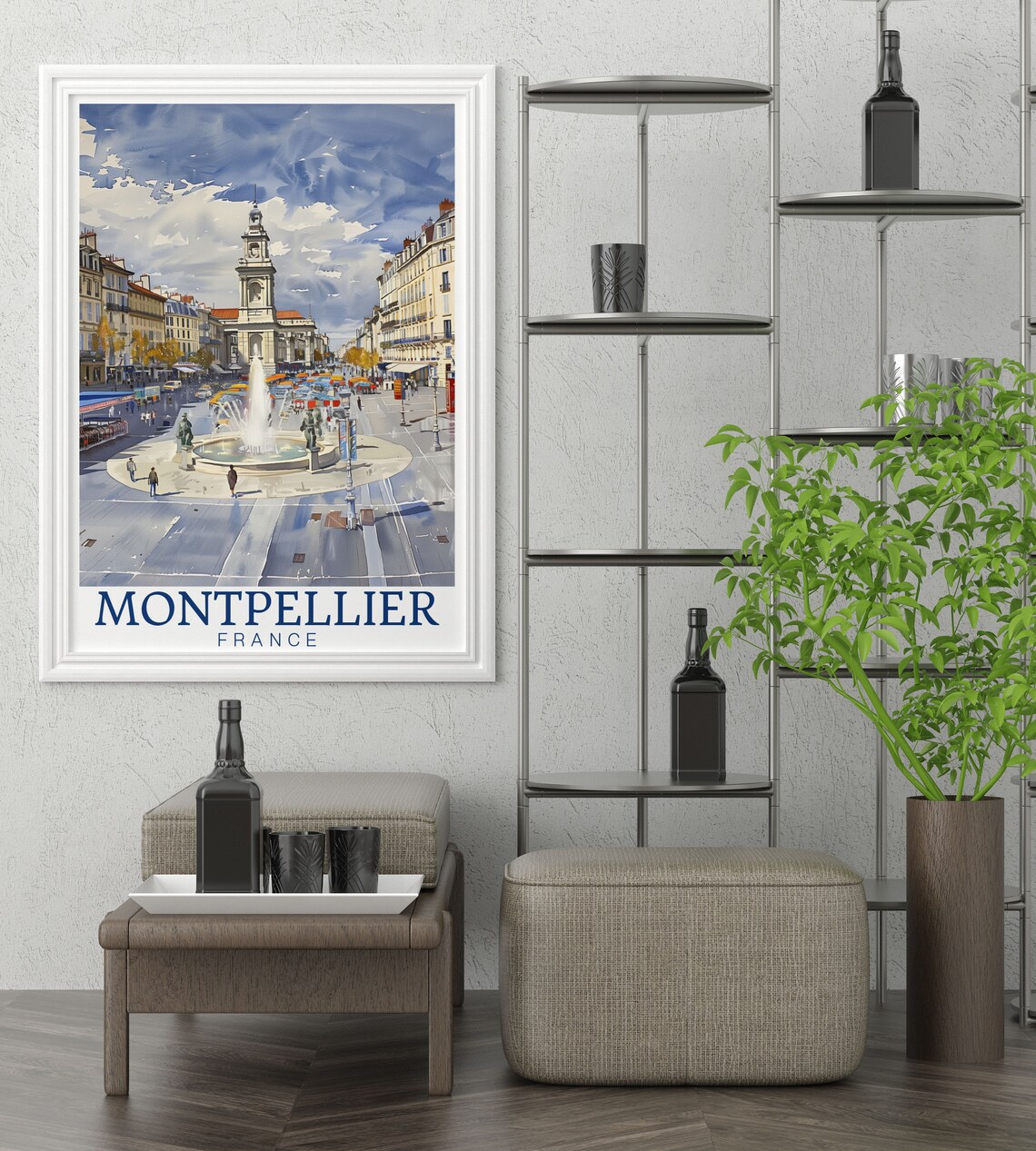 Montpellier France Poster Montpellier France Place De La Comedie Travel Poster Montpellier Wall Art - Image 3