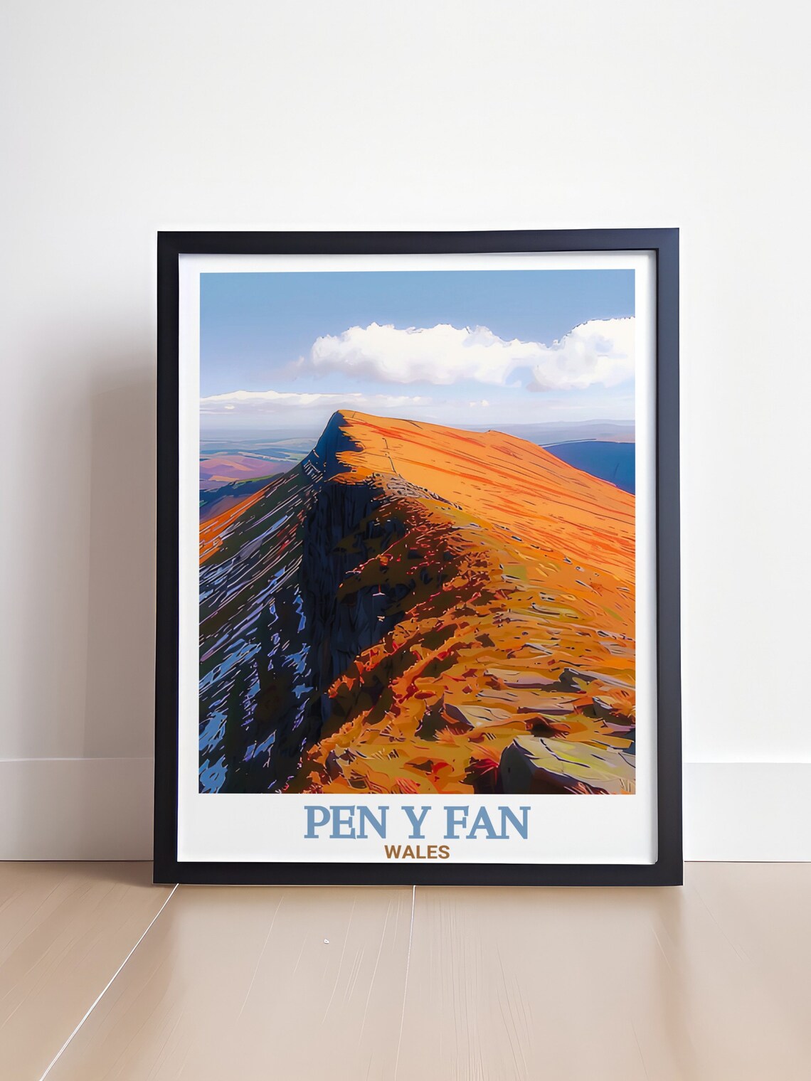 Pen y Fan Wales Golden Sunset Summit Ridge Hikers Travel Poster - Image 4