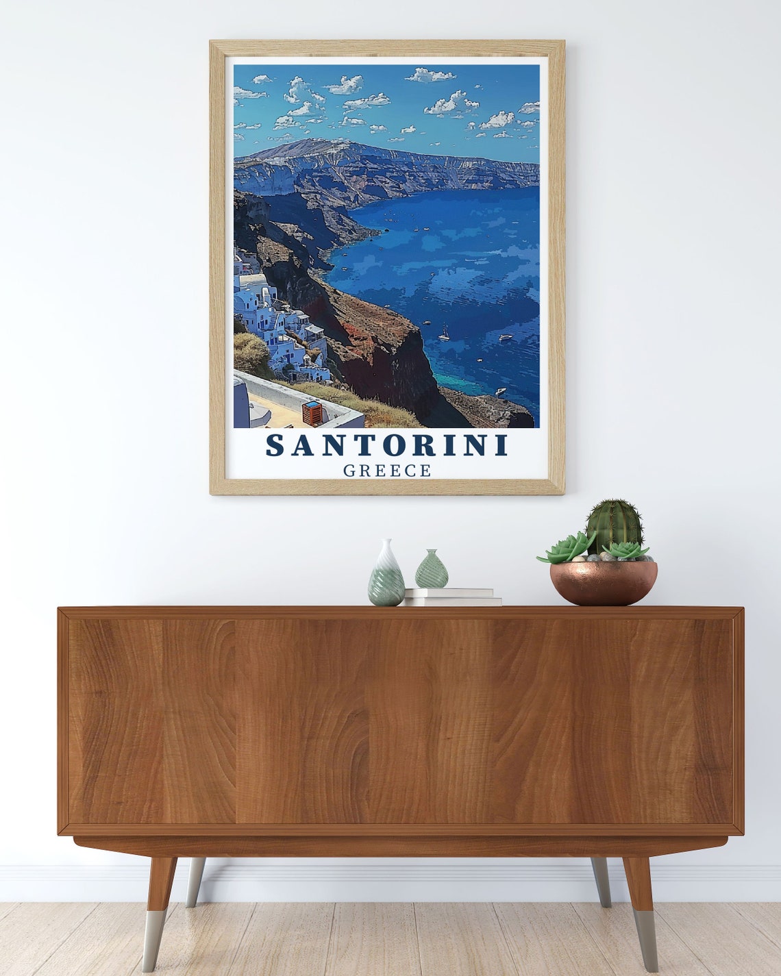 Santorini Greece Caldera Cliffs Whitewashed Houses Sea Travel Poster - Image 2