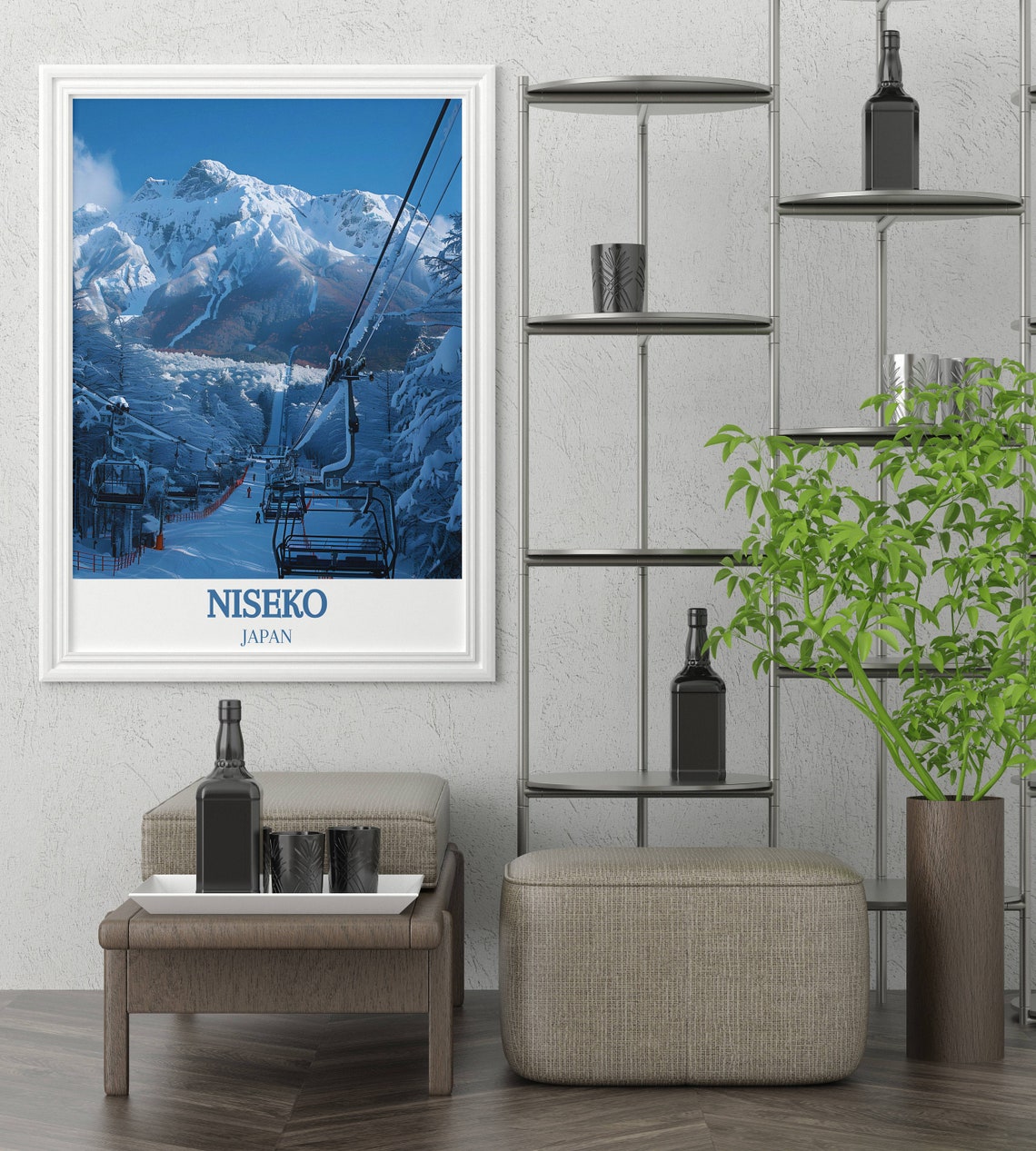 Niseko Japan Chairlift Rising Toward Mount Yotei Summit Poster - Image 4