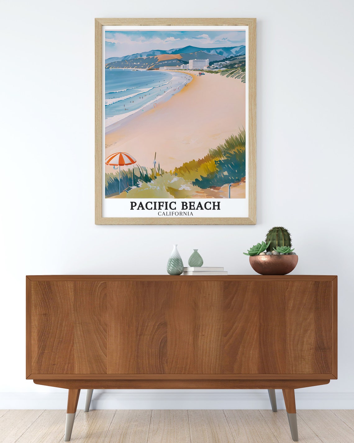 Pacific Beach California Panoramic Sandy Coastline View Poster - Image 2