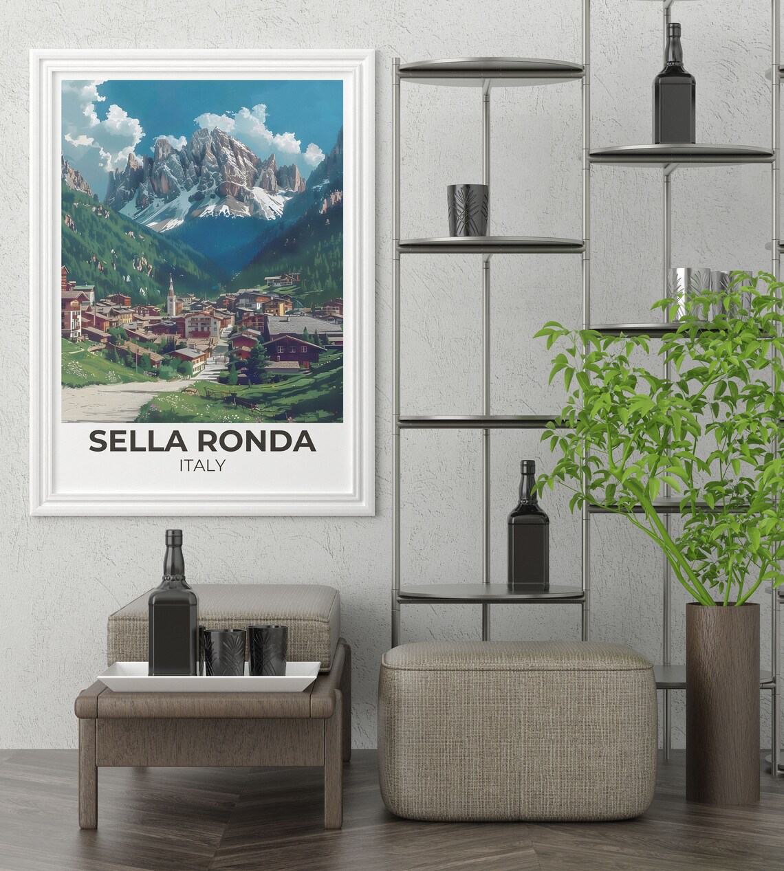 Sella Ronda Italy Dolomites Alpine Village Snowy Peaks Travel Poster - Image 4