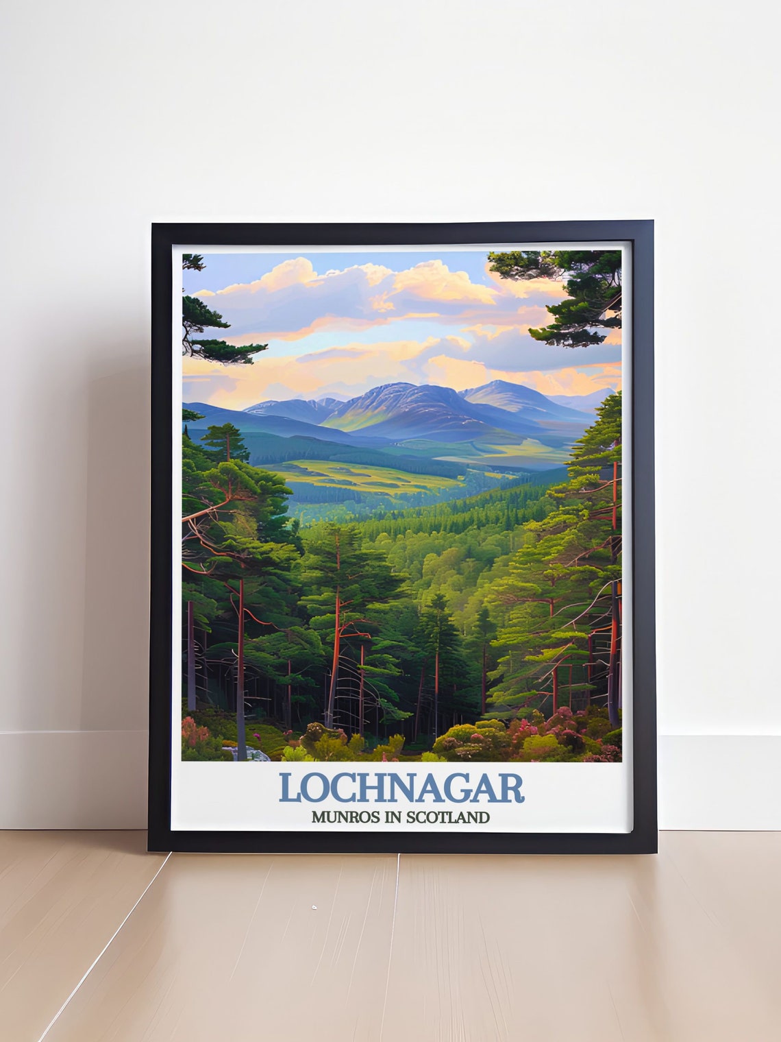Lochnagar Scotland Pine Forest View Toward Blue Peaks Poster - Image 4
