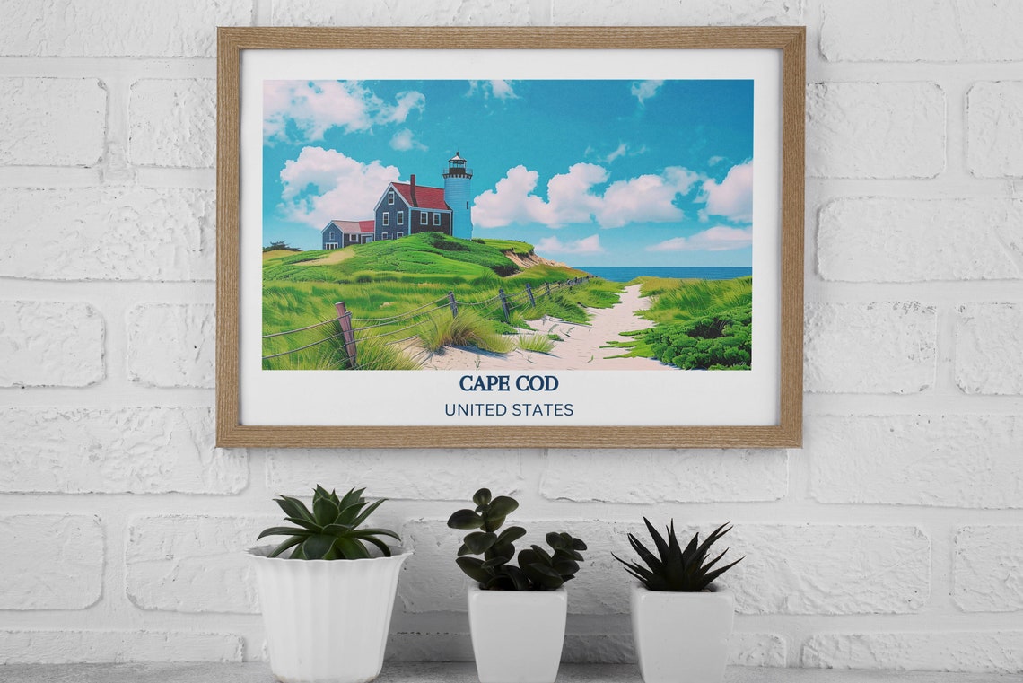 Cape Cod United States Lighthouse Dunes Sunny Beach Travel Poster - Image 3