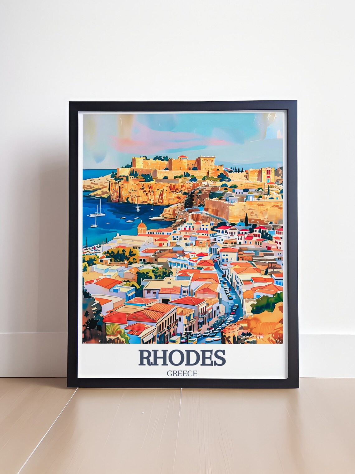 Rhodes Medieval Fortress Old Town Harbor Greece Island Poster - Image 4