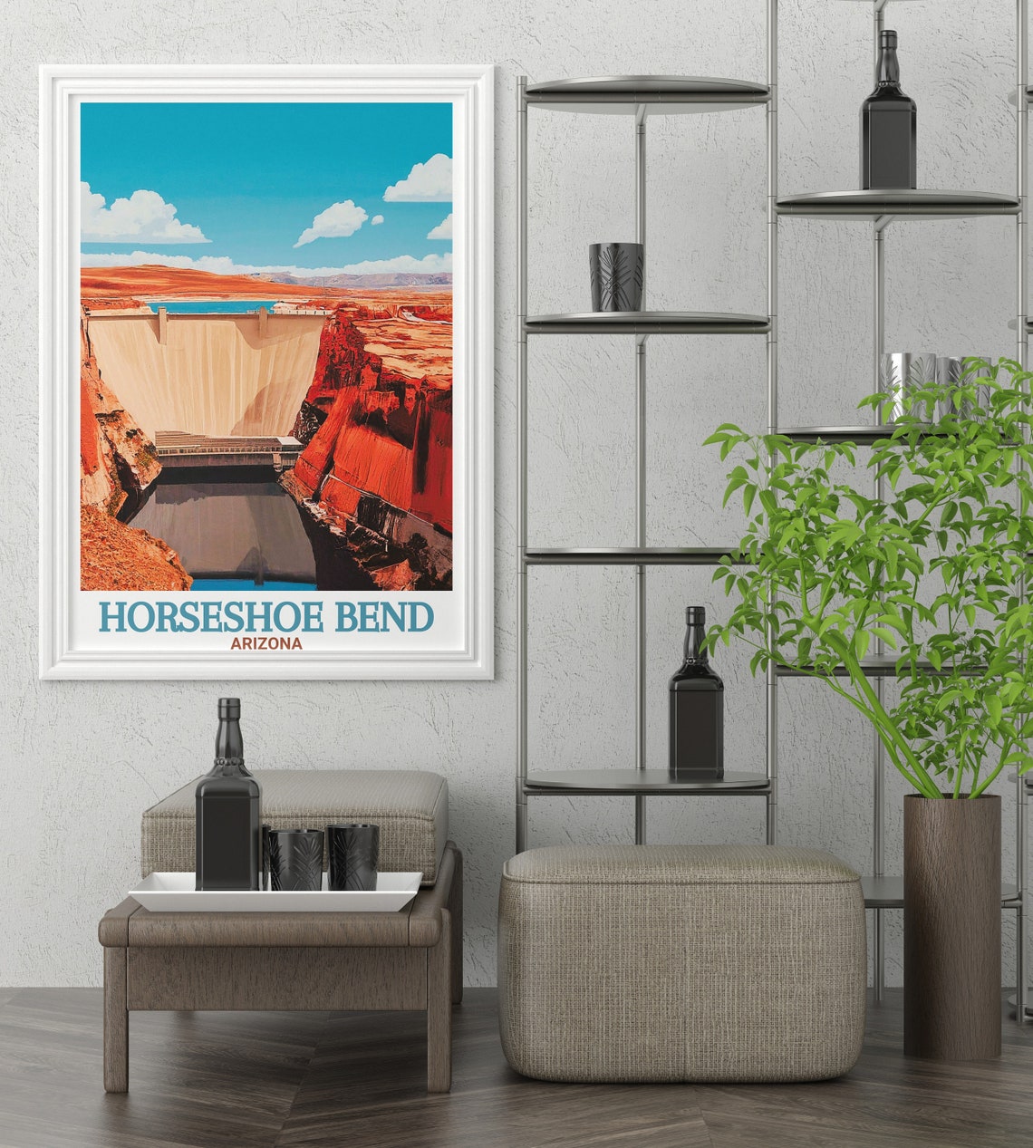 Glen Canyon Dam Between Red Rock Cliffs Horseshoe Bend Travel Poster - Image 3