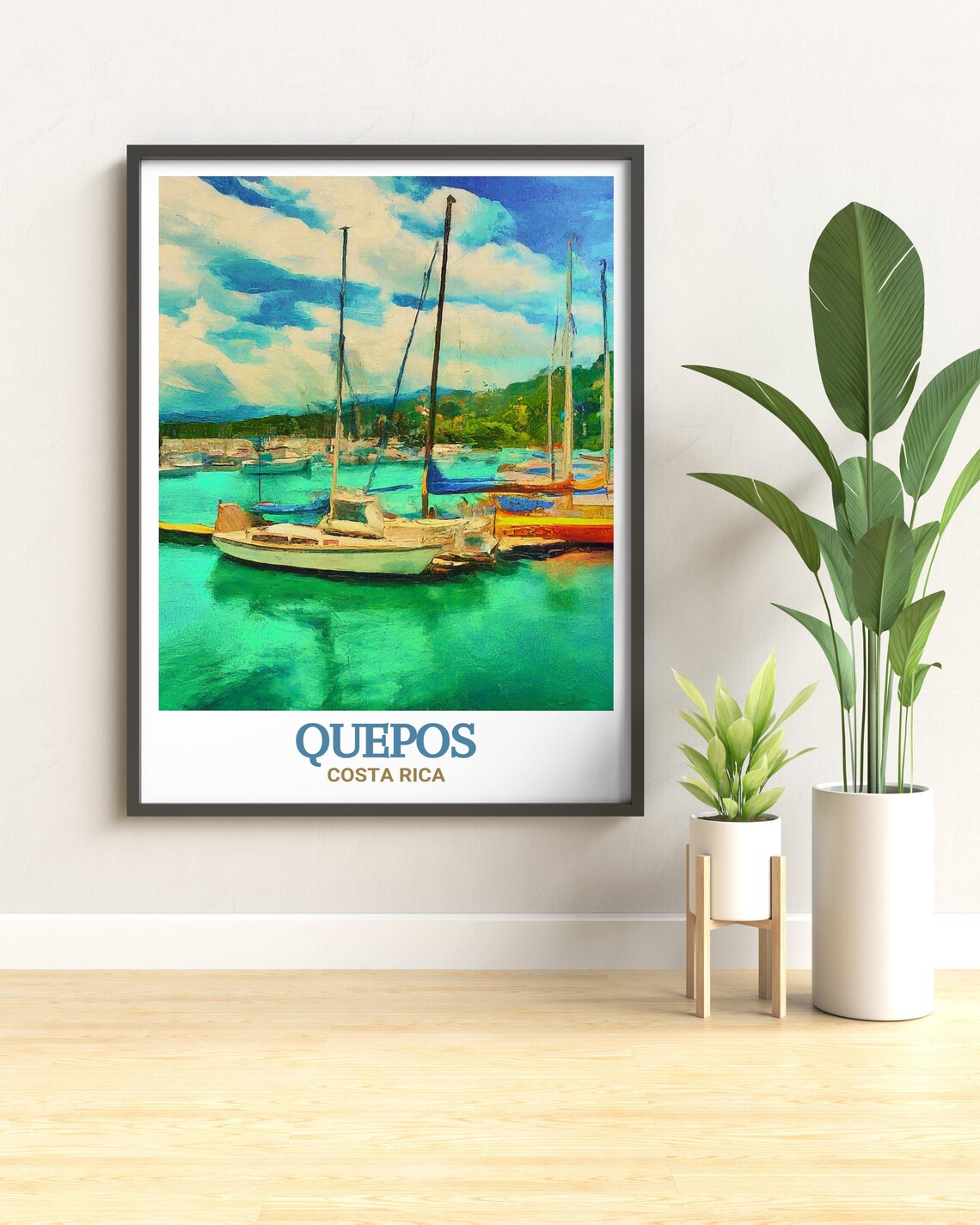 Quepos Costa Rica Sailboat Harbor Tropical Waterfront Travel Poster - Image 2