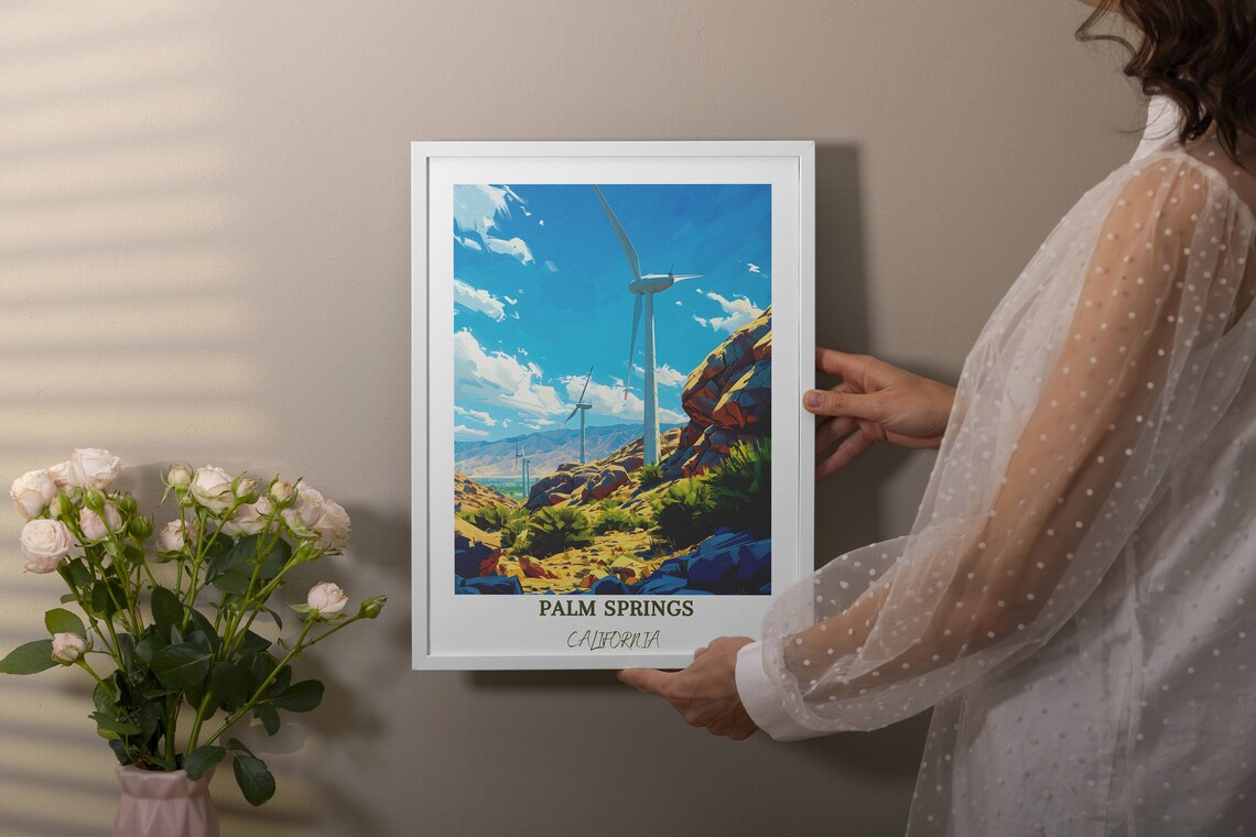 Palm Springs California Desert Windmills Vintage Travel Poster - Image 4