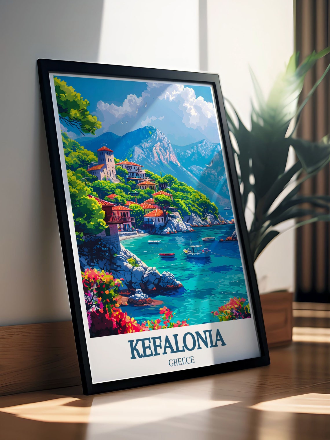 Kefalonia Travel Collection Assos Village Print Assos Village Scenic Art Vibrant Greece Wall Art Kefalonia Travel Art - Image 2