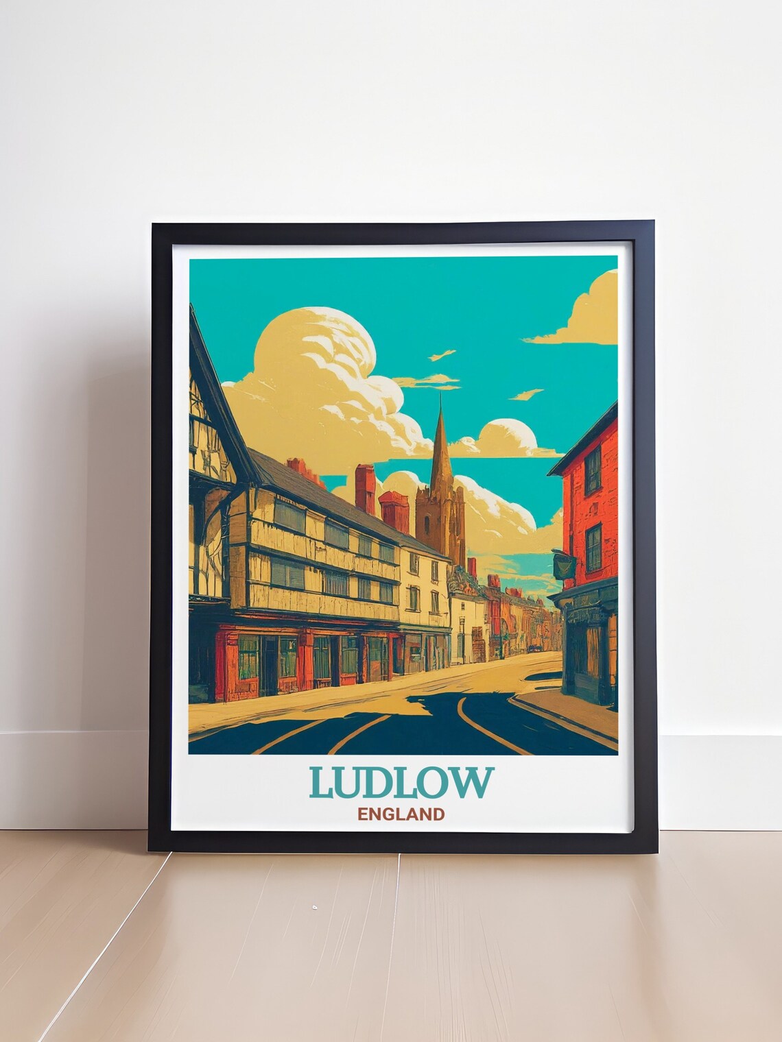 Ludlow Travel Poster Broad Street Ludlow Travel Poster Broad Street Ludlow Print And England Art Broad Street Art From Ludlow - Image 4