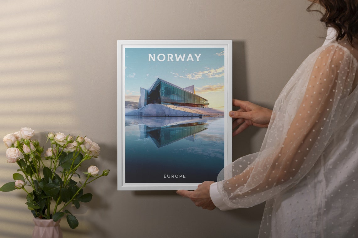Norway Oslo Opera House Marble Roof Reflection Minimal Travel Poster - Image 2