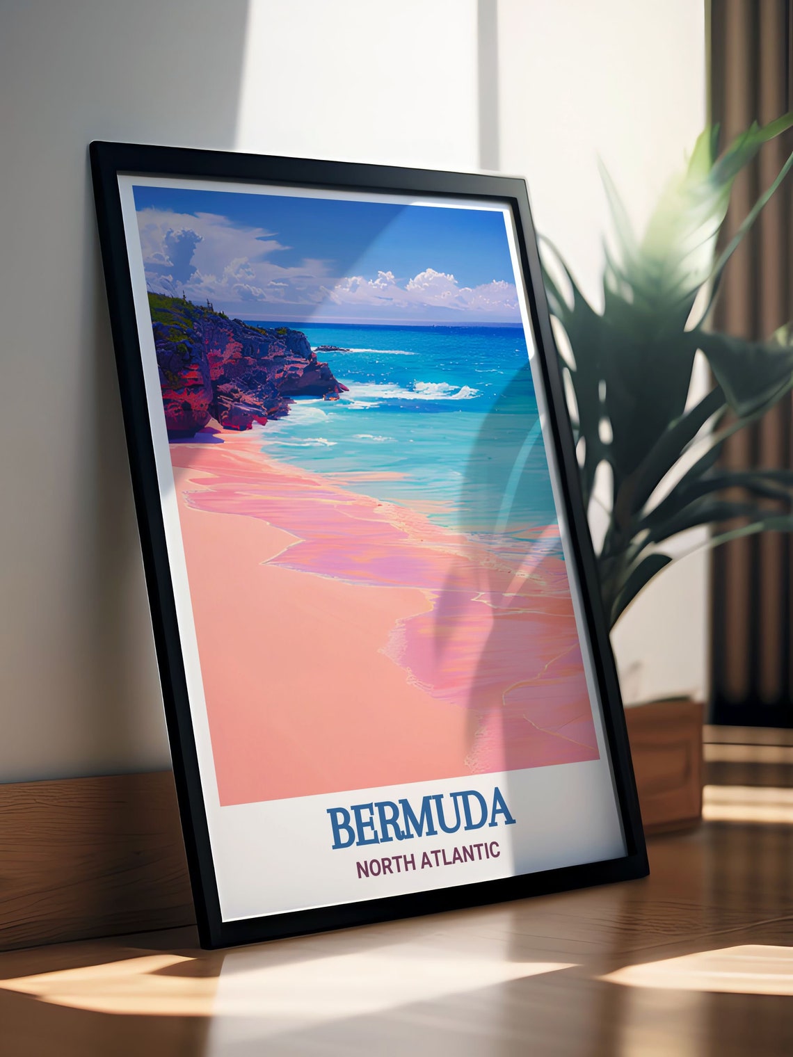 Bermuda Horseshoe Bay Pink Sand Beach And Turquoise Ocean Poster - Image 2