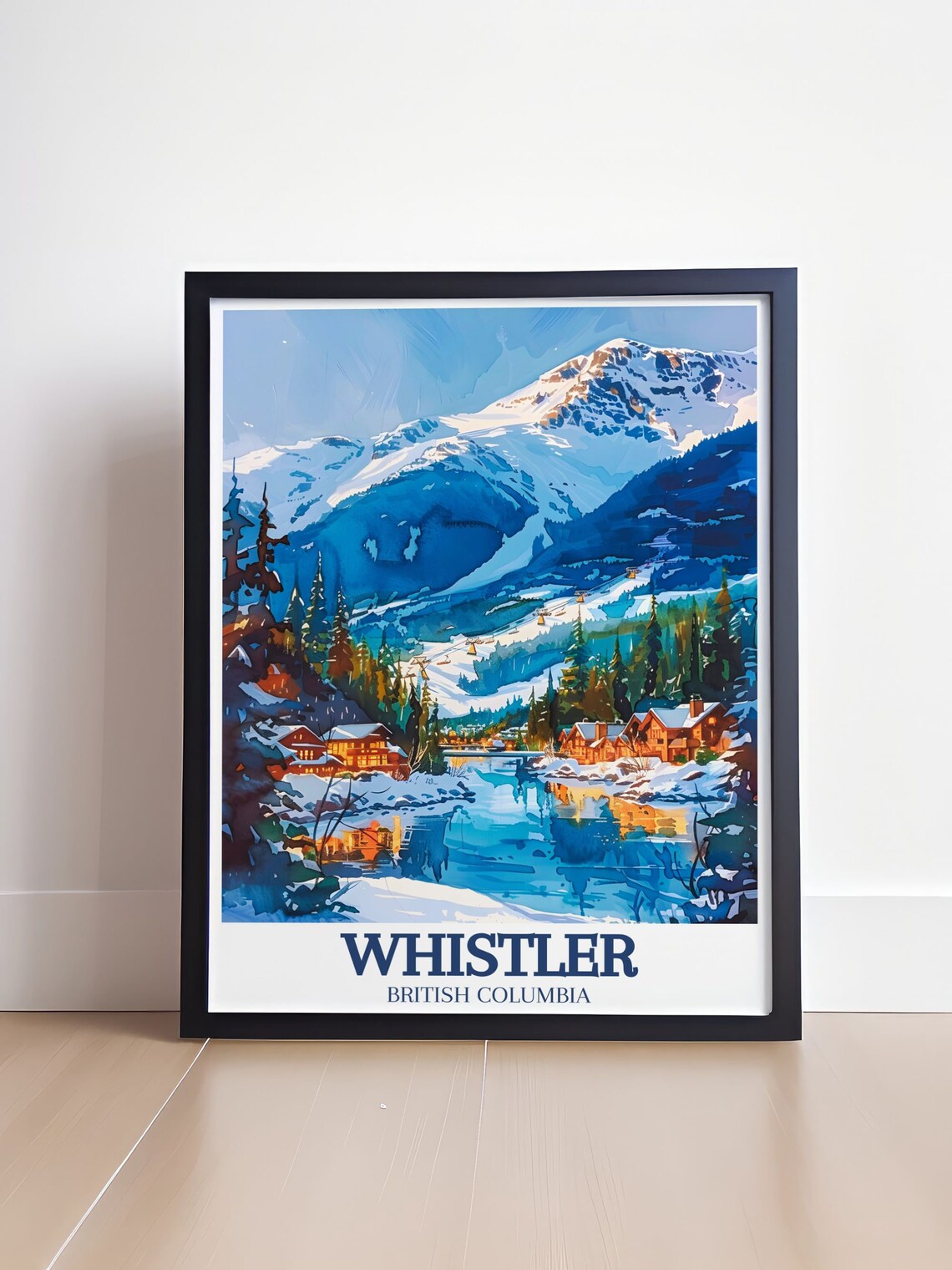 Whistler British Columbia Snowy Village River Winter Scene Poster - Image 4