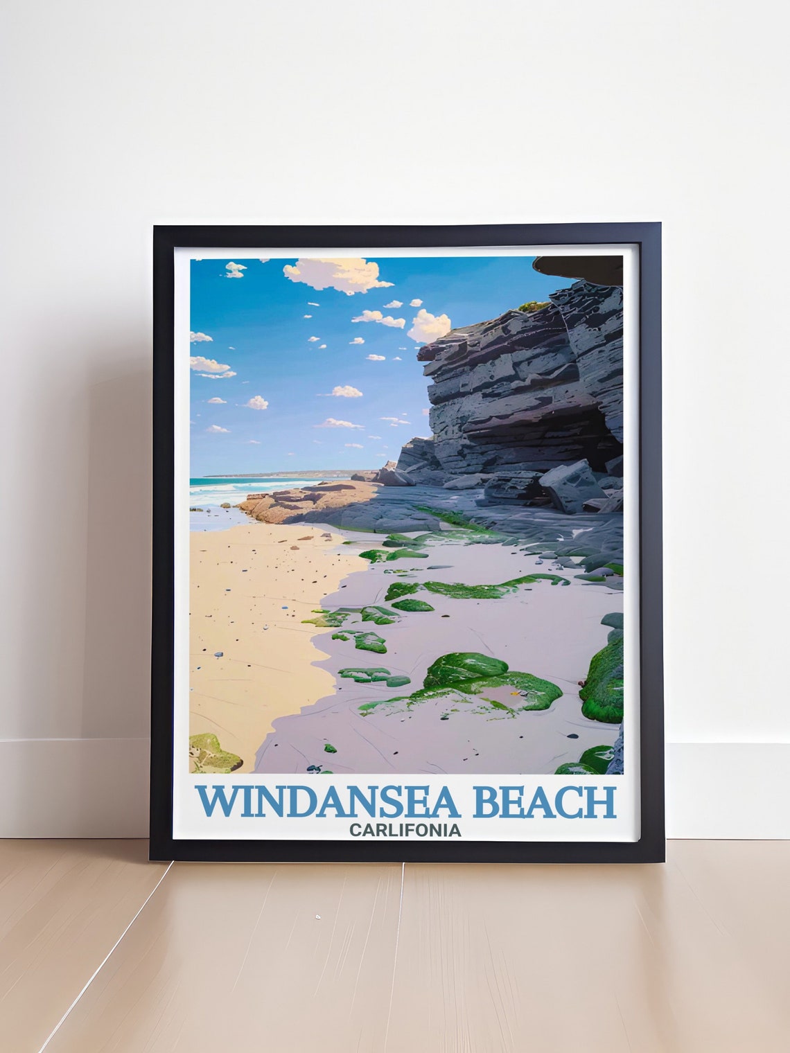 Windansea Beach California Rocky Cliffs Seaweed Travel Poster - Image 4