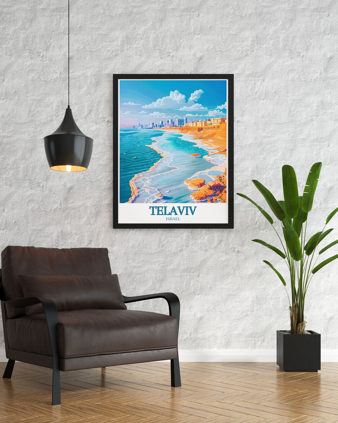 Tel Aviv Israel Turquoise Shoreline with Salt Formations Poster - Image 2