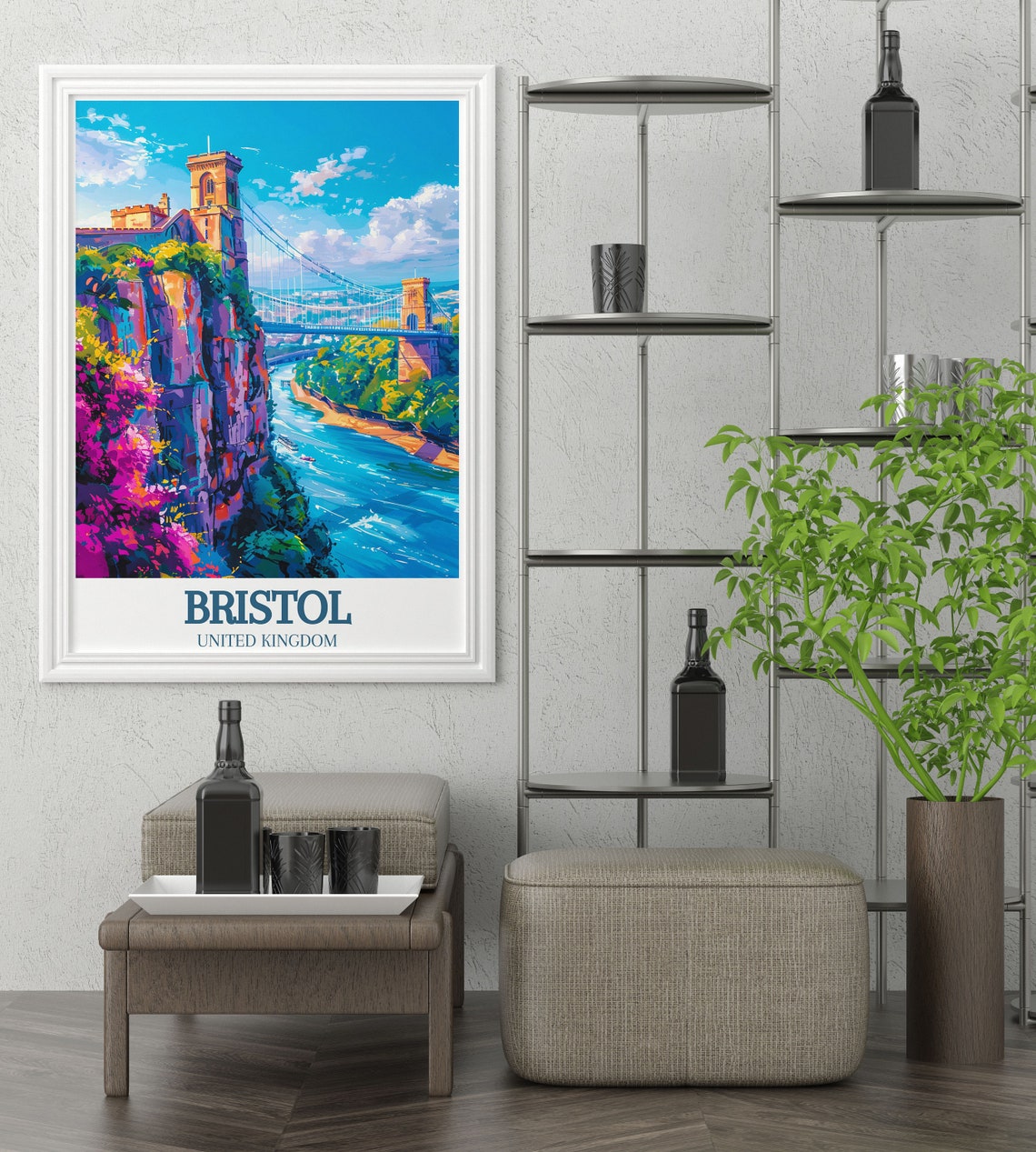 Clifton Suspension Bridge Bristol Daytime Gorge View Travel Poster - Image 2