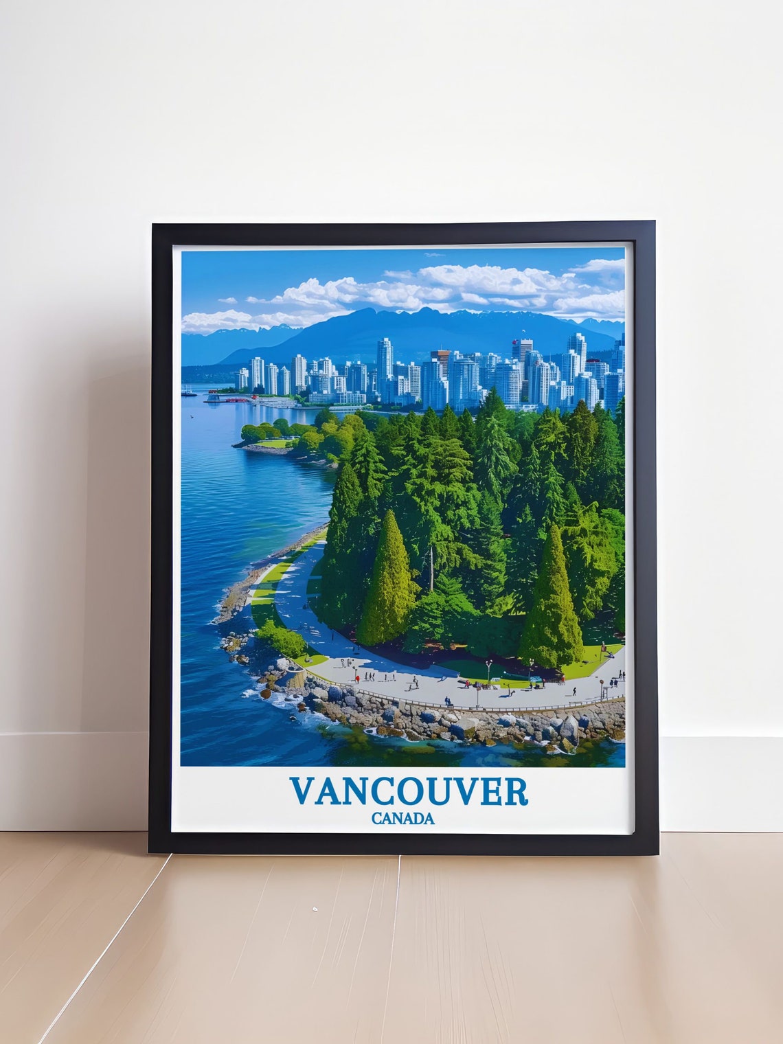 Vancouver Canada Stanley Park Seawall City Skyline Travel Poster - Image 4