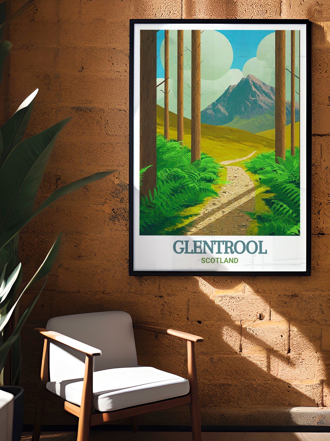 Glentrool Scotland Forest Trail Path Through Ferns and Pines Poster - Image 3