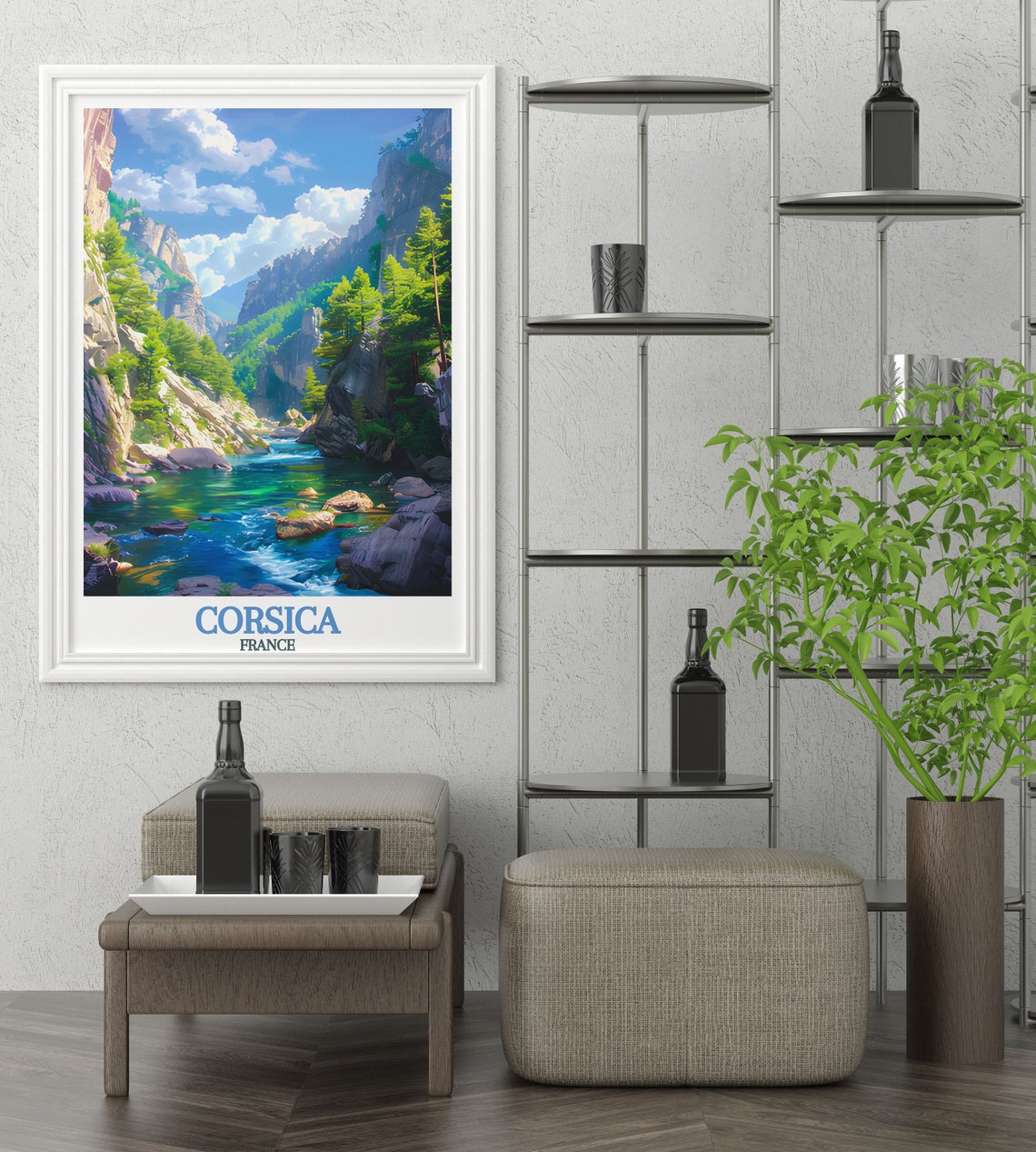 Corsica France Restonica Gorge River and Pine Clad Cliffs Poster - Image 2