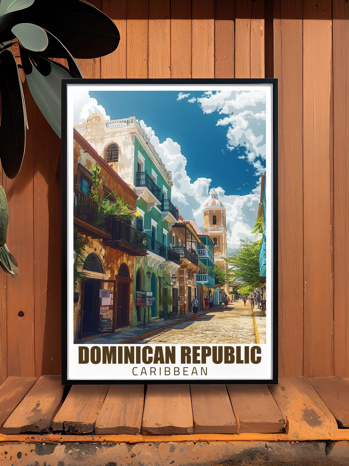 Dominican Republic Colonial Street Santo Domingo Church Tower Travel Poster - Image 2