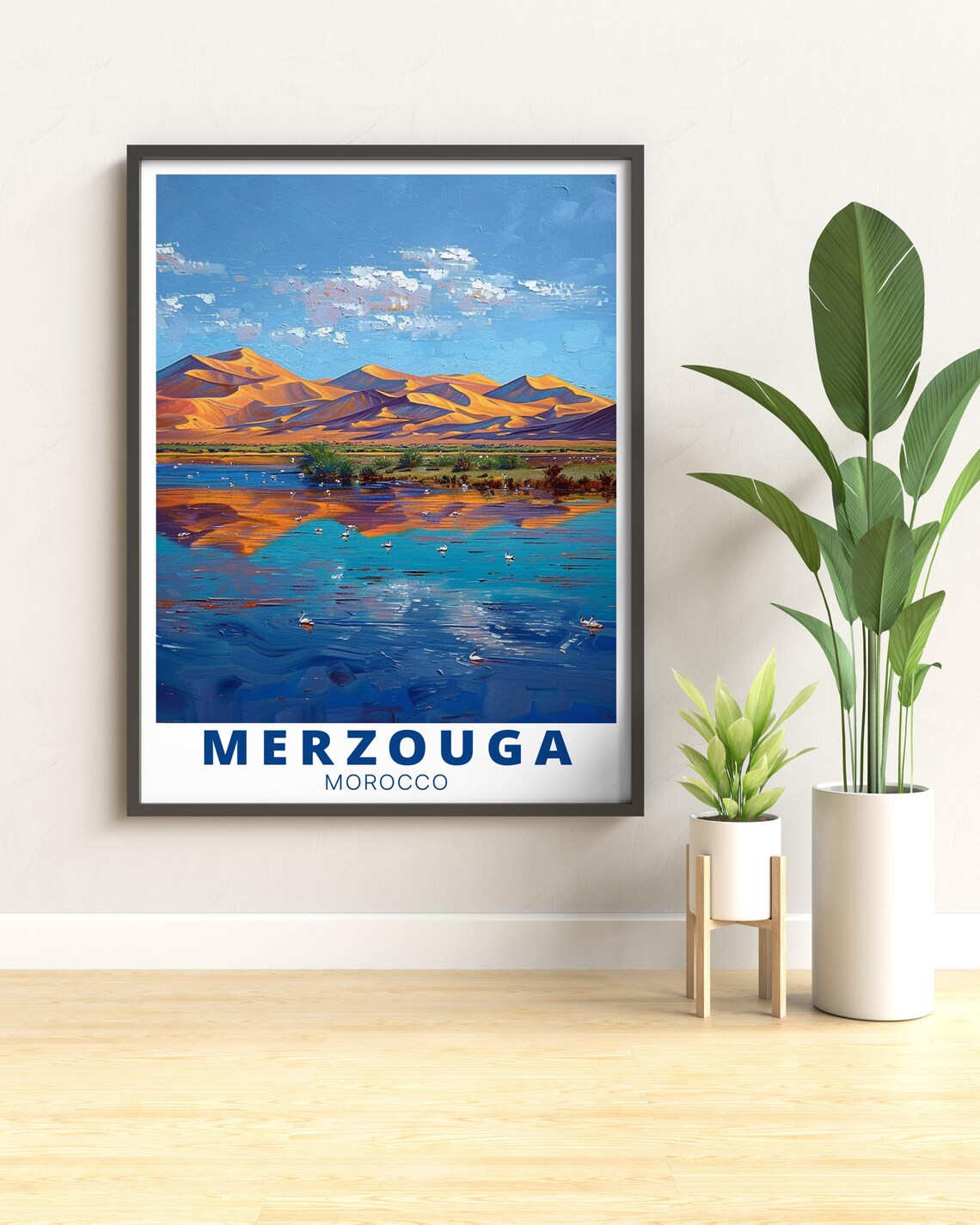 Merzouga Morocco Dayet Srji Lake and Erg Chebbi Dunes Sunset Poster - Image 2