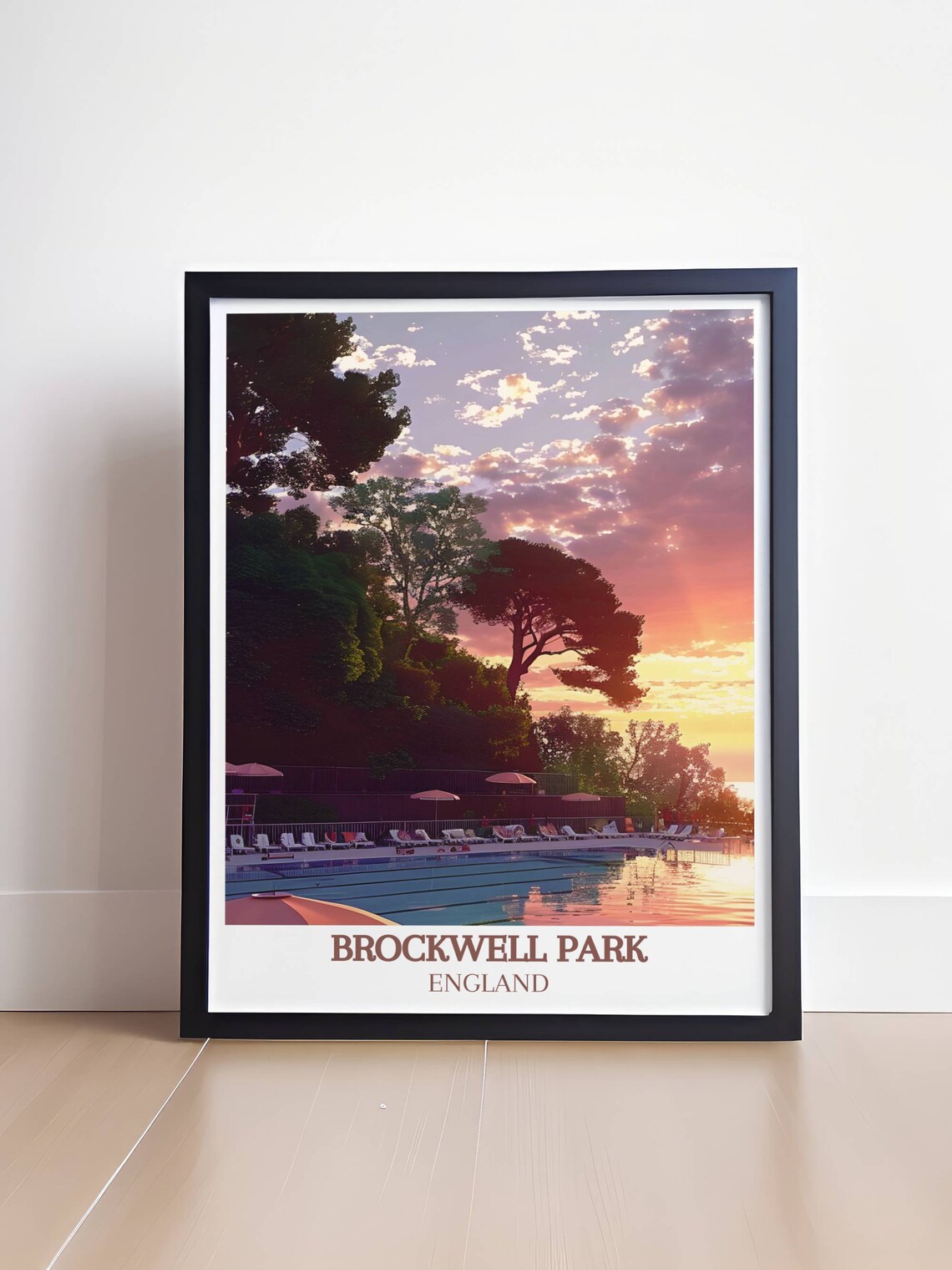 Brockwell Park Lido Sunset Swimming Pool London England Poster - Image 4
