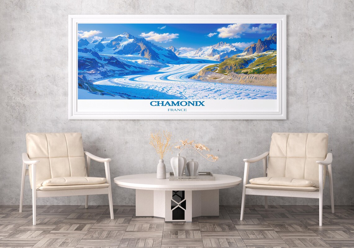 Chamonix France Glacier Panorama Blue Ice Alps Scenic Travel Poster - Image 3