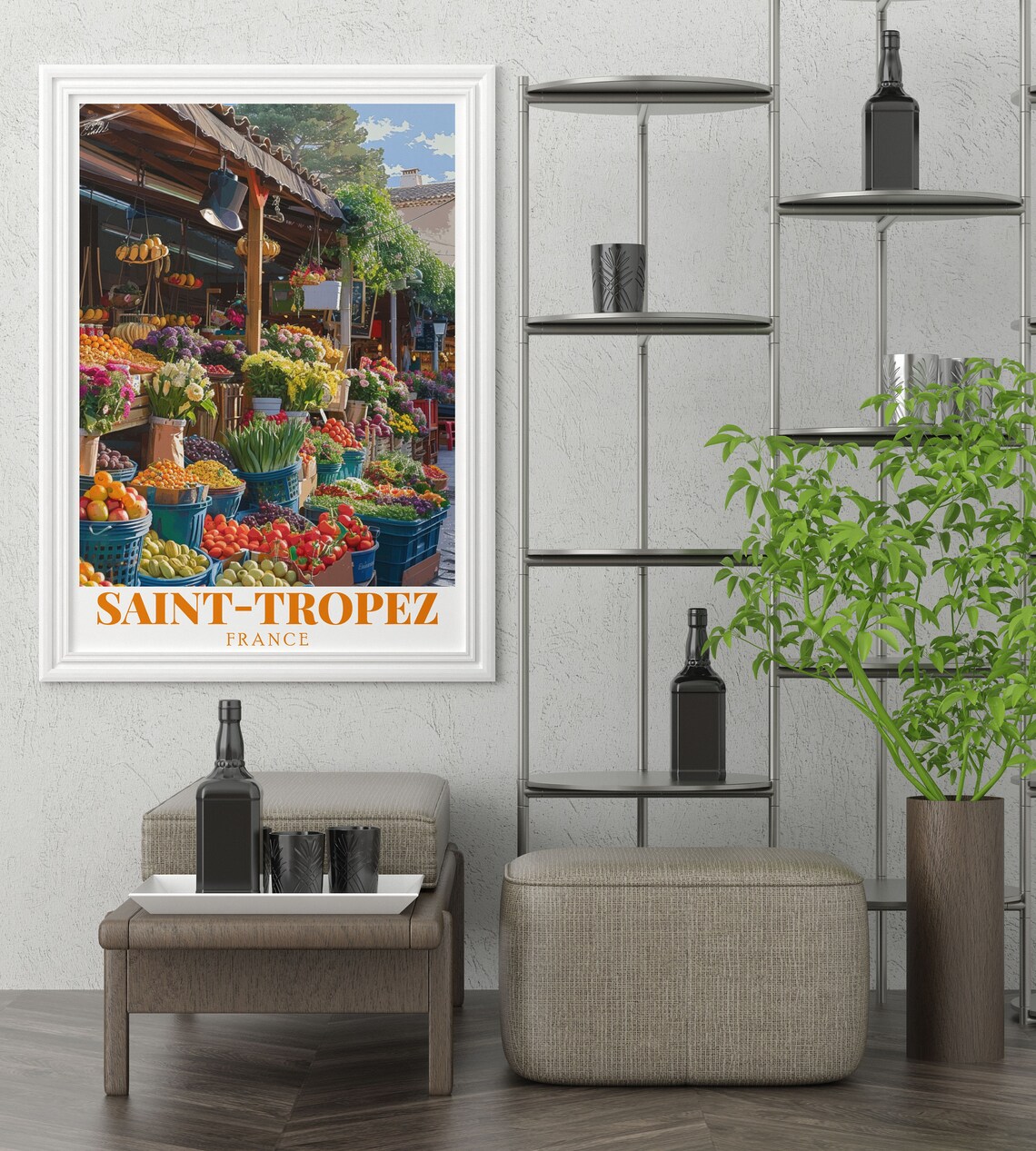 Saint-Tropez France Place Des Lices Market Stall Color Poster - Image 2
