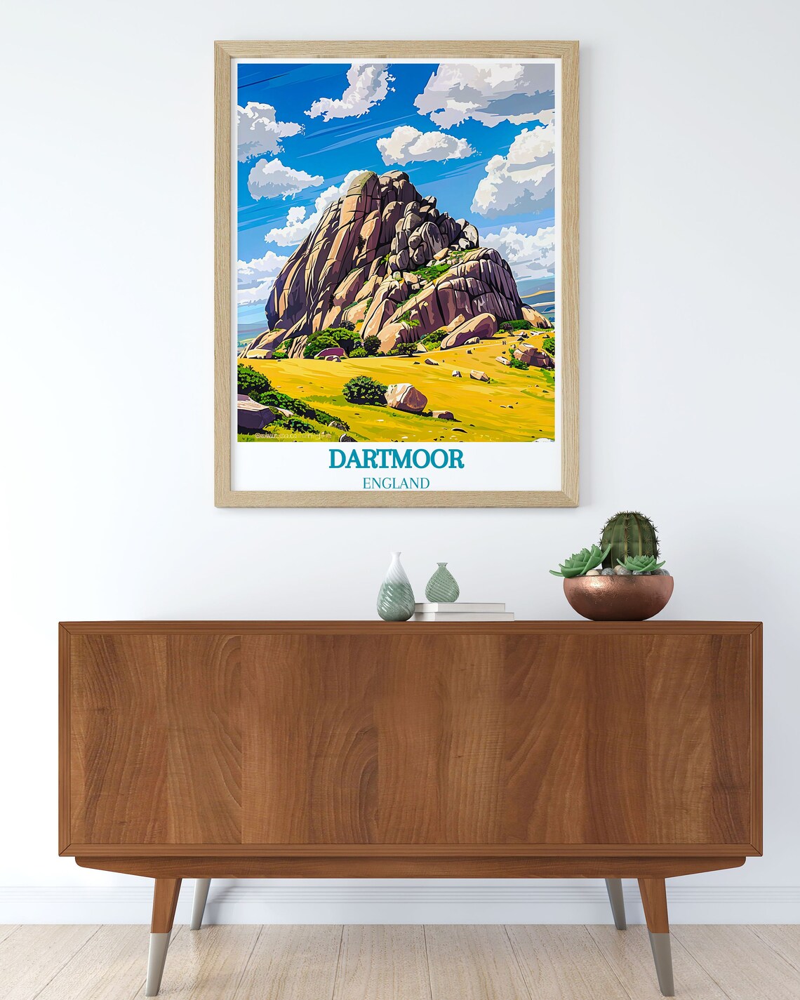 Dartmoor England Granite Tor Over Golden Moorland Travel Poster - Image 2