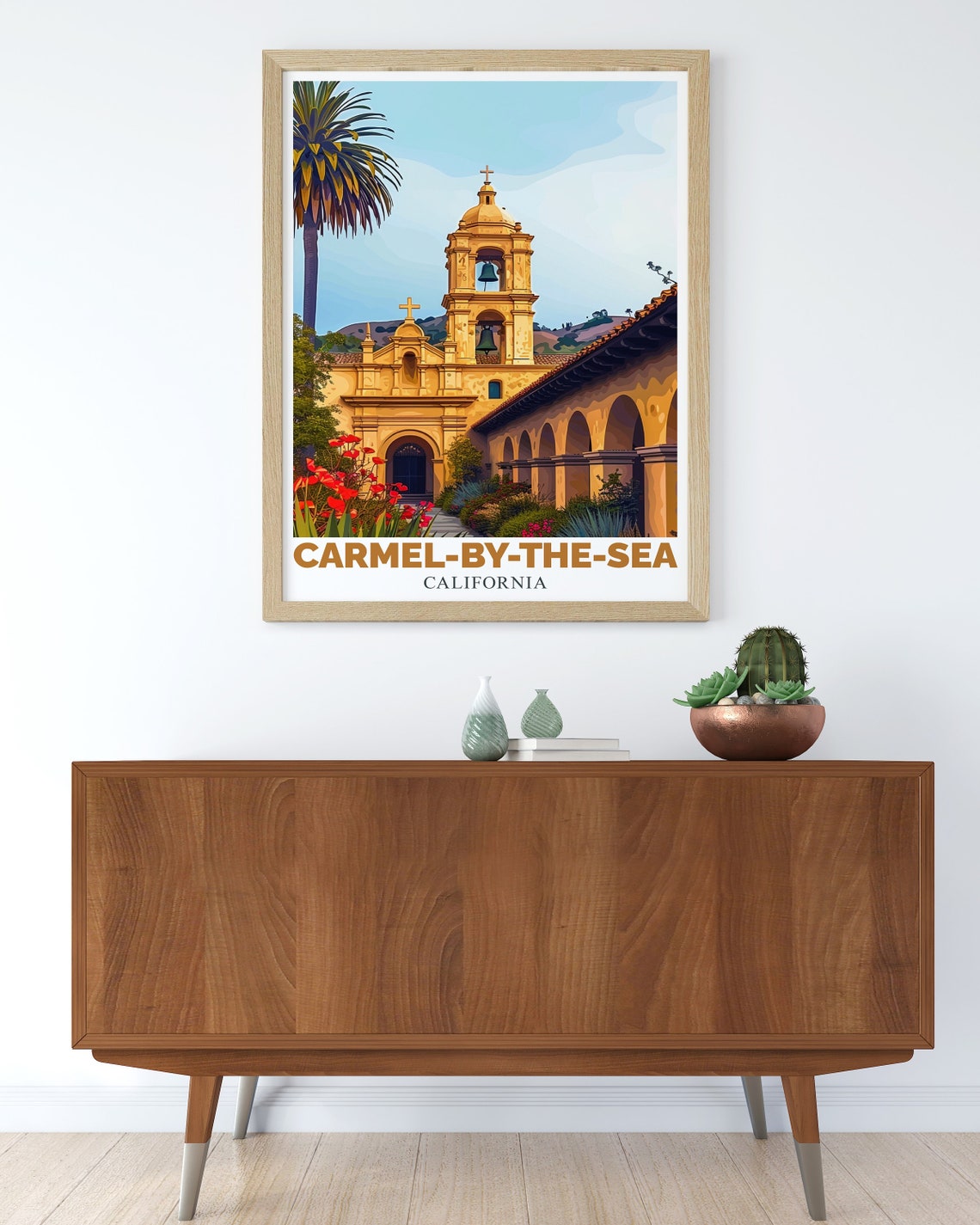 Carmel Mission Basilica Bell Tower Courtyard California Poster - Image 3