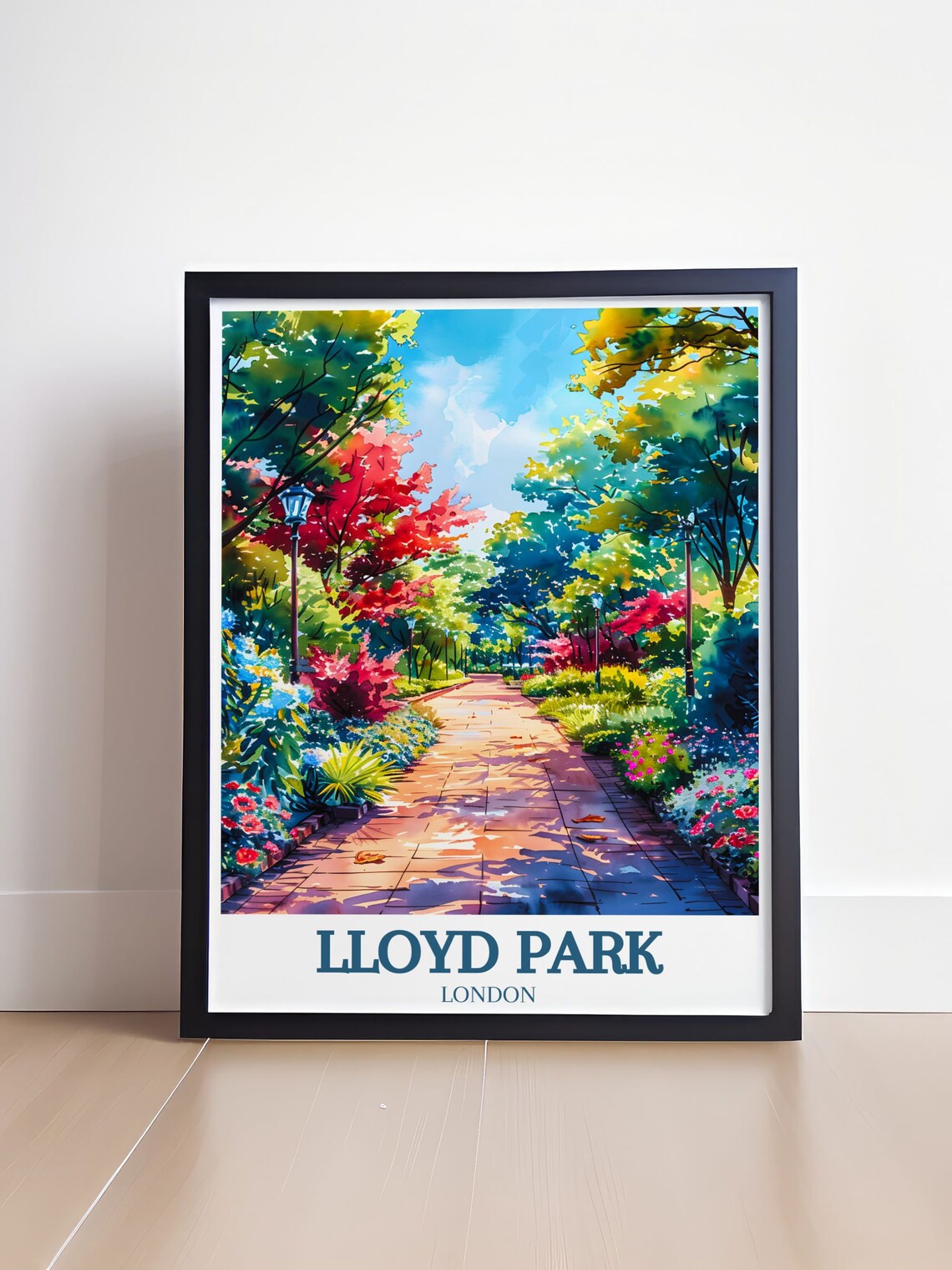 Lloyd Park London Watercolor Rose Garden Pathway Travel Poster - Image 4