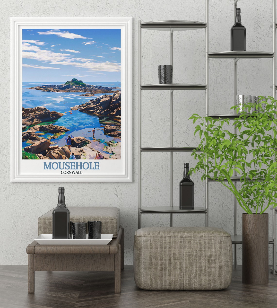 Mousehole Cornwall Rocky Cove St Clements Isle Seaside Travel Poster - Image 3