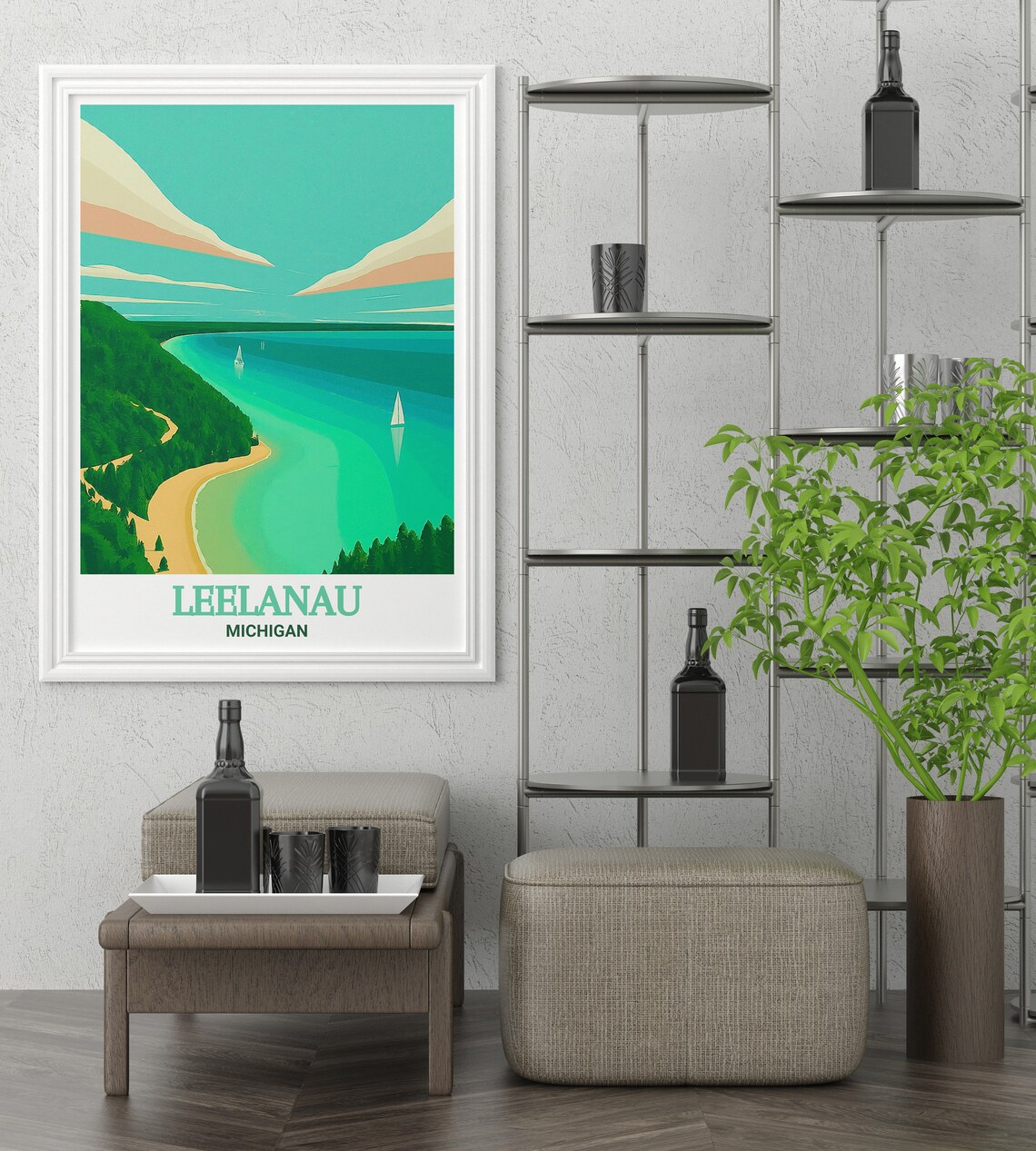 Leelanau Travel Print Leelanau State Park Travel Poster Michigan Scenic Art Leelanau Print State Park Travel Art - Image 3