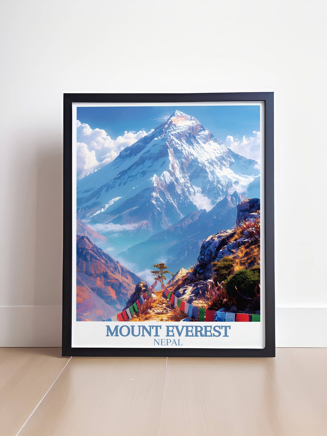 Mount Everest Nepal Snow Peak Prayer Flags Valley Travel Poster - Image 4