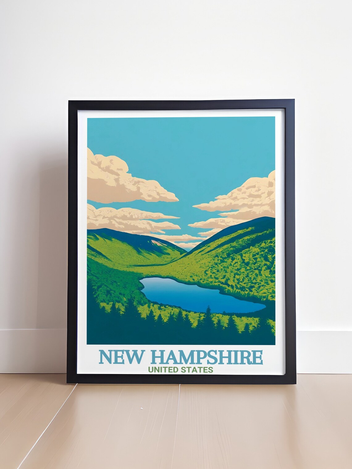 New Hampshire USA Lush Green Mountain Valley Lake Vista Poster - Image 4