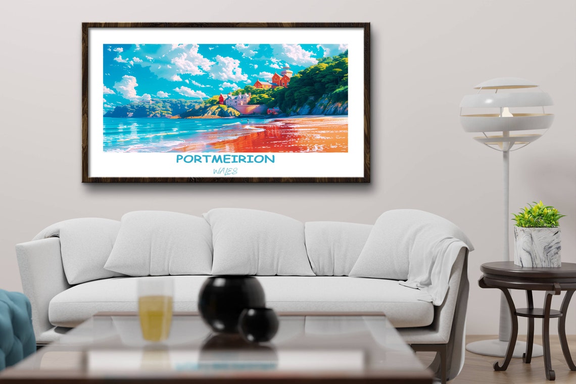 Portmeirion Travel Print Wall Art Portmeirion Portmeirion Travel Poster Wales Welsh Art Portmeirion Gift Wall Art Print - Image 2