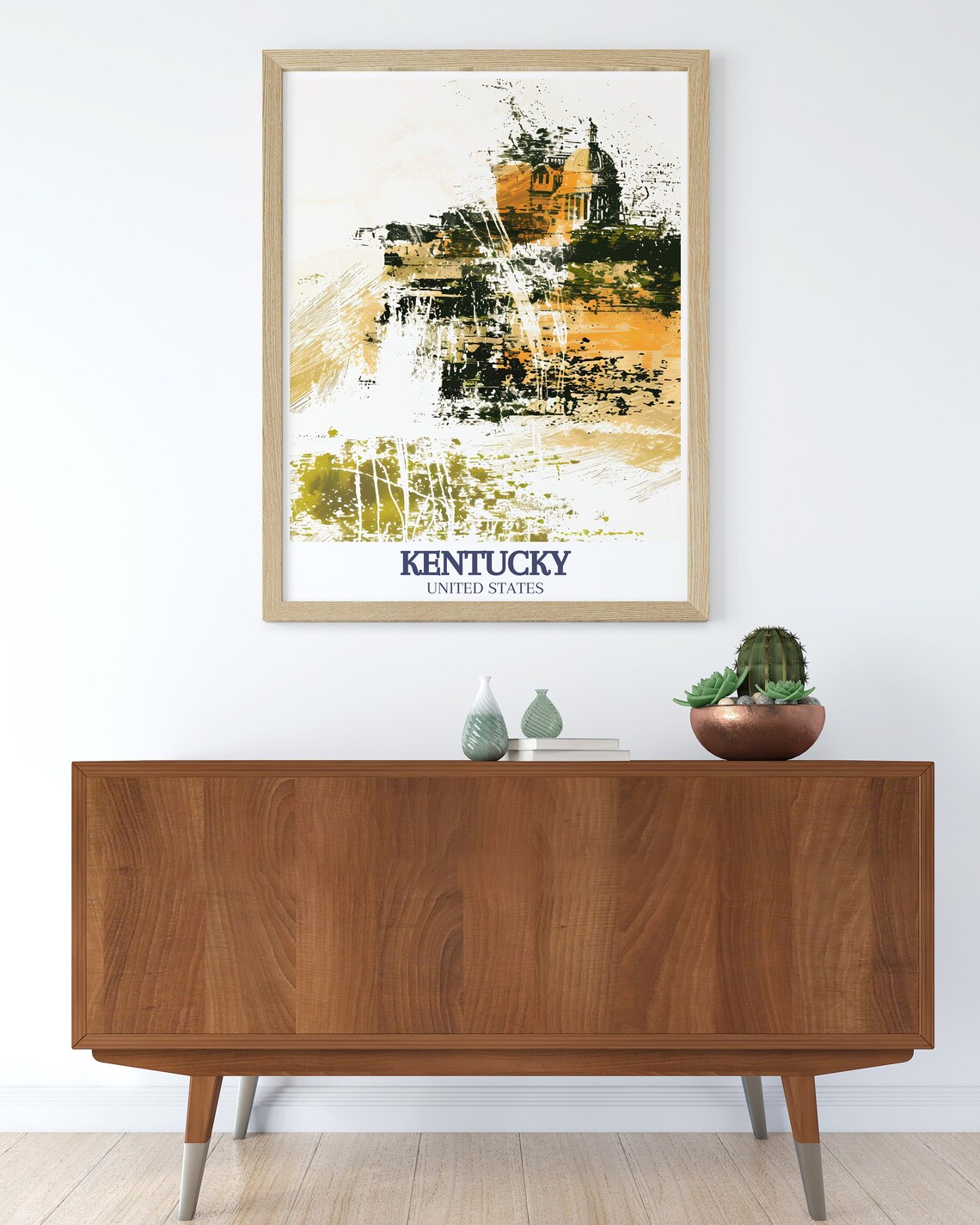 Kentucky State Capitol Golden Watercolor Abstract Travel Poster - Image 3