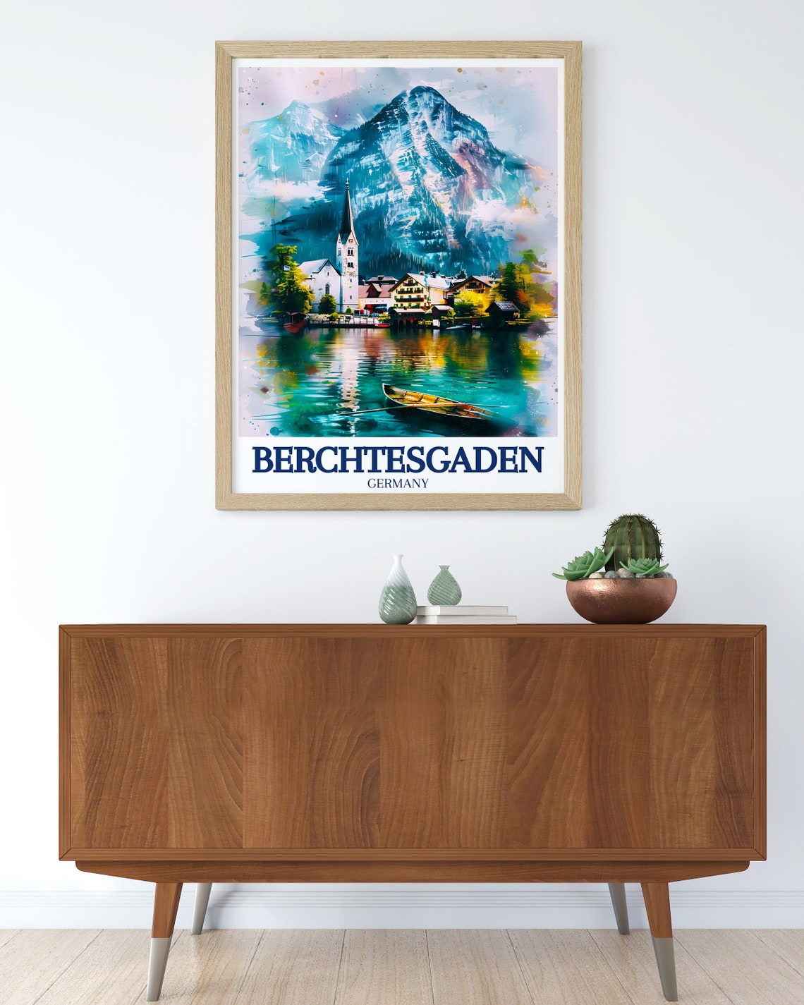 Berchtesgaden Germany Ramsau Lake Watercolor Mountain Travel Poster - Image 2