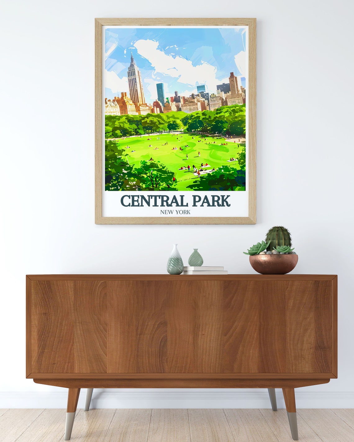 Central Park Summer Picnic Lawn Beneath Manhattan Skyline Poster - Image 3
