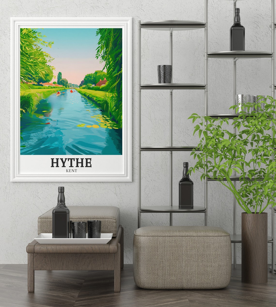 Hythe Travel Poster Hythe Military Canal Old Cliff Line Art Hythe Military Canal And Old Cliff Line Artwork Hythe Travel Print - Image 3
