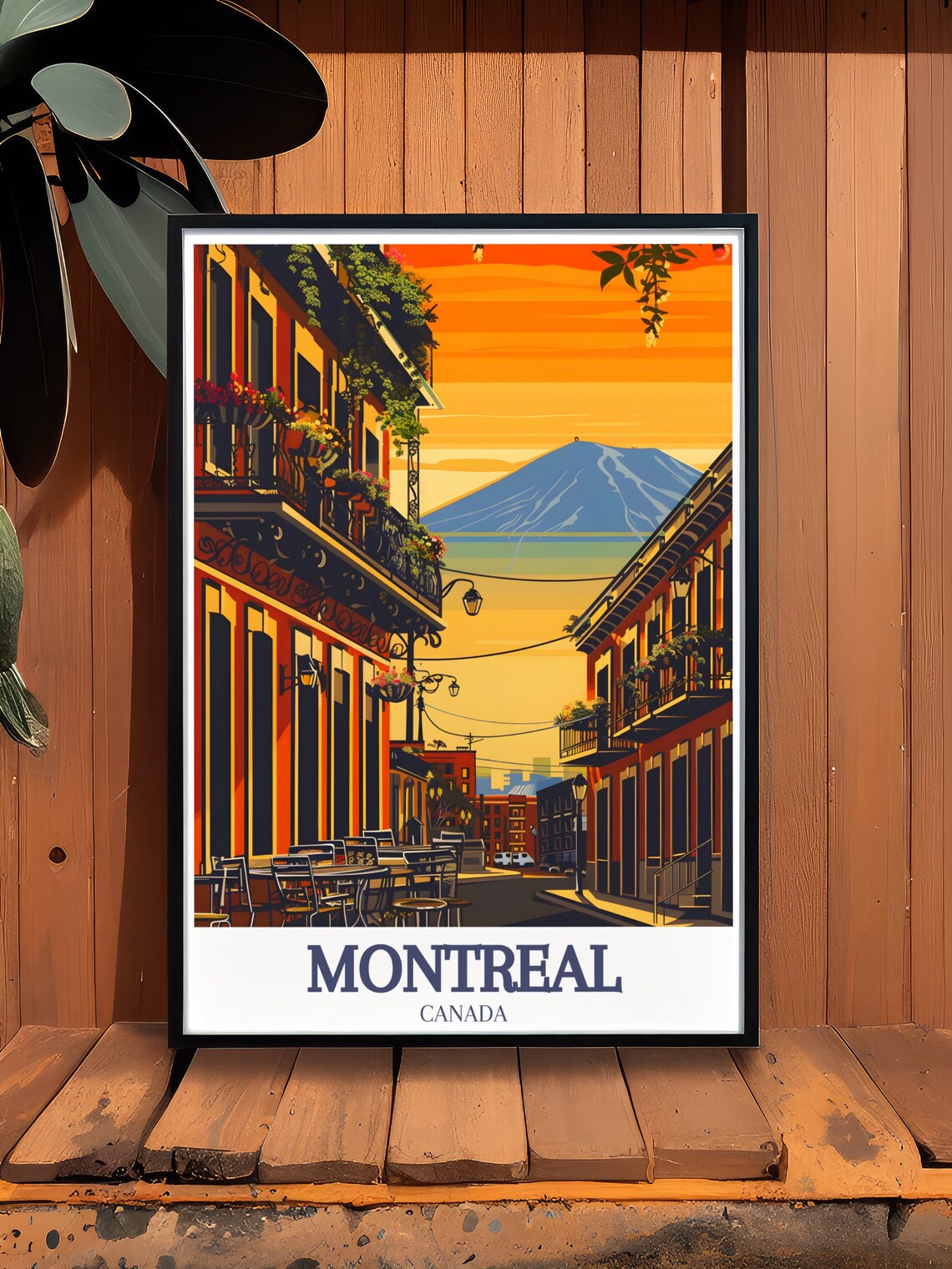 Montreal Street Cafes Mount Royal Sunset Canada Travel Poster - Image 2