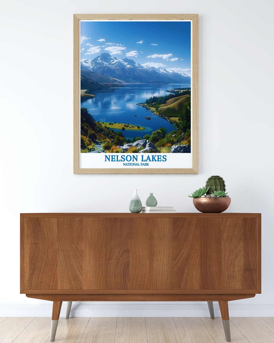 Nelson Lakes National Park Alpine Lake Below Snow Peaks Poster - Image 3