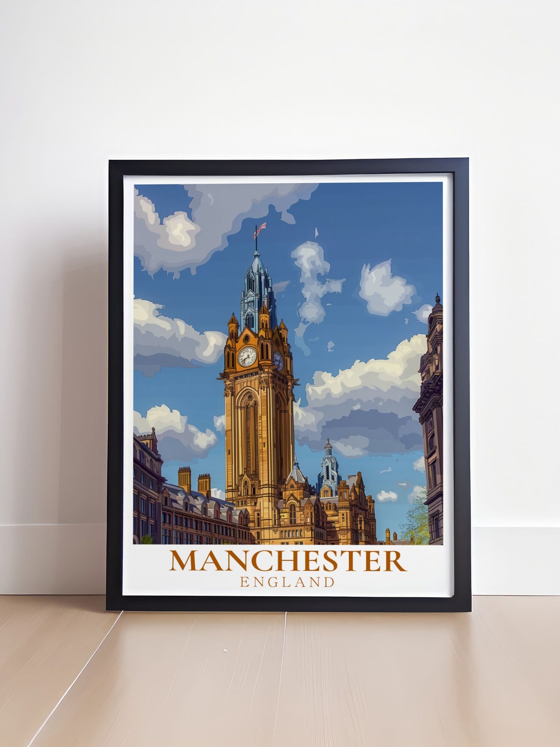 Manchester England Town Hall Clock Tower Historic Landmark Poster - Image 4