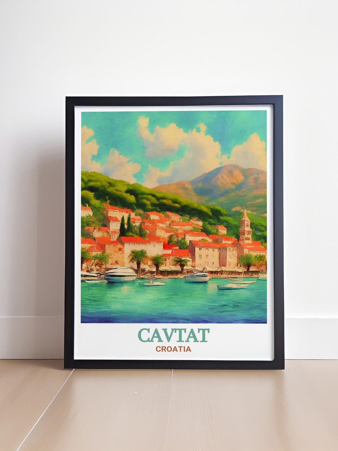 Cavtat Travel Print Cavtat Old Town Posters And Prints Cavtat Travel Posters And Wall Art Croatia Travel Art Cavtat Old Town Decor - Image 4