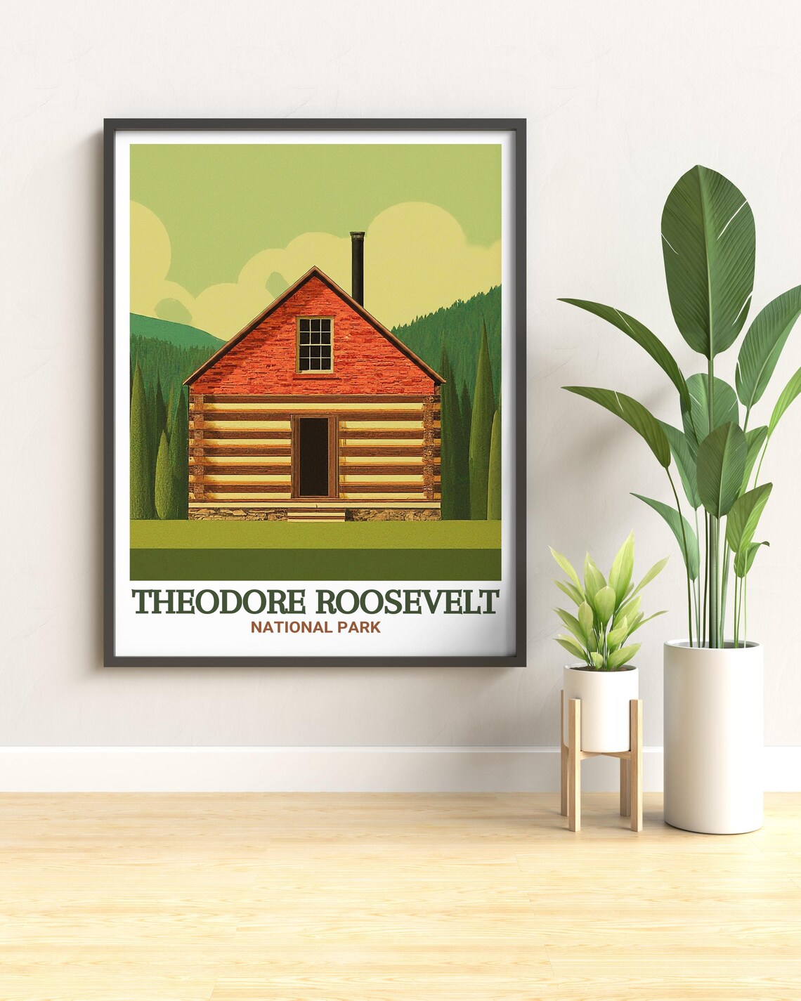 Theodore Roosevelt National Park Rustic Log Cabin Travel Poster - Image 2