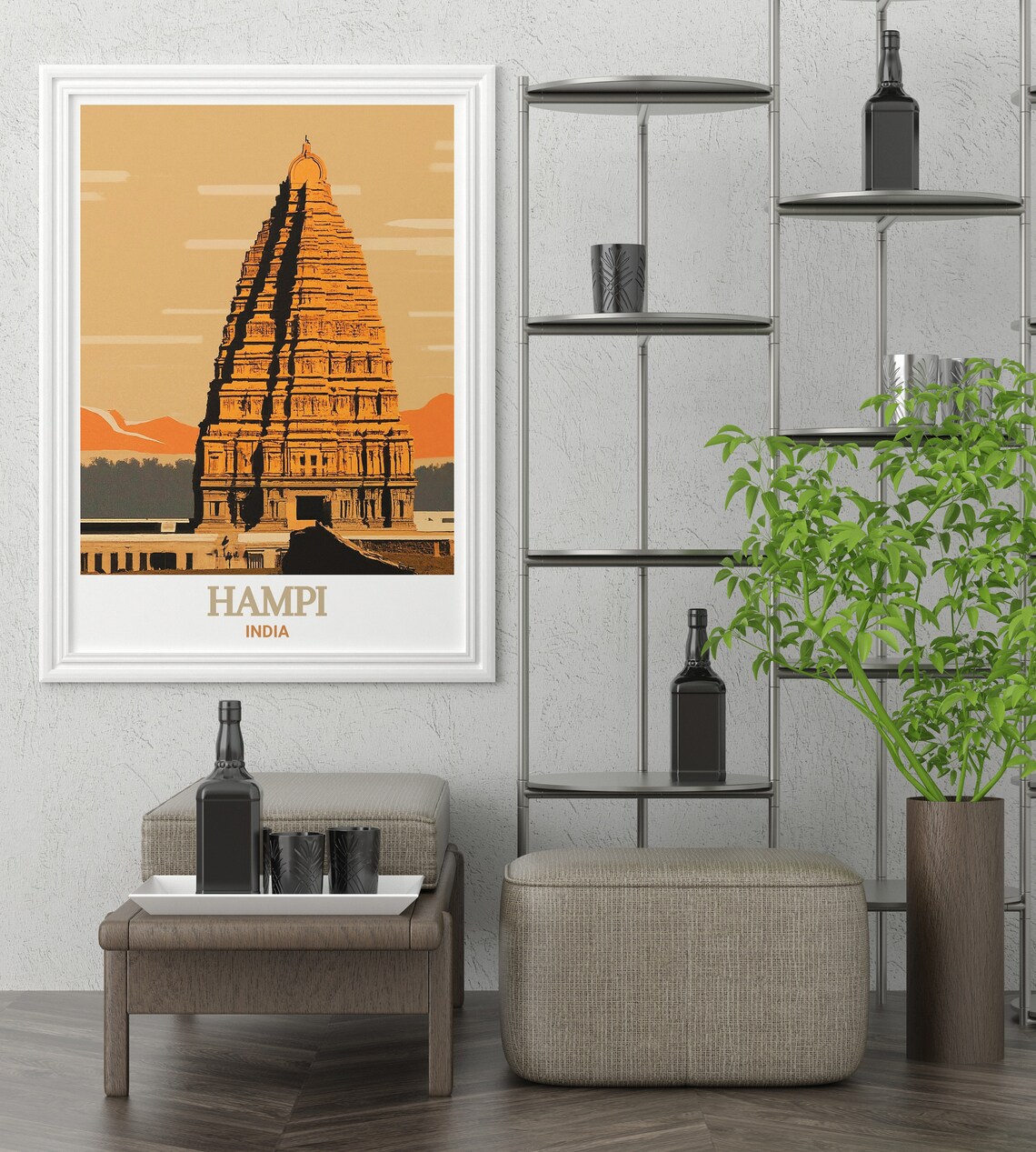 Hampi Virupaksha Temple Tower Glowing Sunset India Travel Poster - Image 2