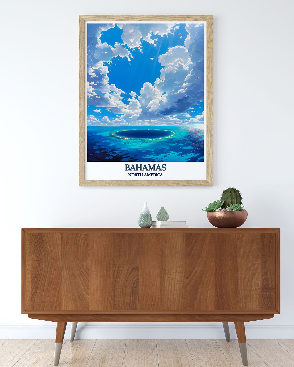 Bahamas Blue Hole Aerial Turquoise Ocean Clouds Caribbean Travel Poster - Image 3